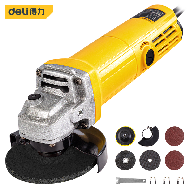 得力工具DL96366交流角磨机750W&phi;100后开关外置碳刷(黄)(把)