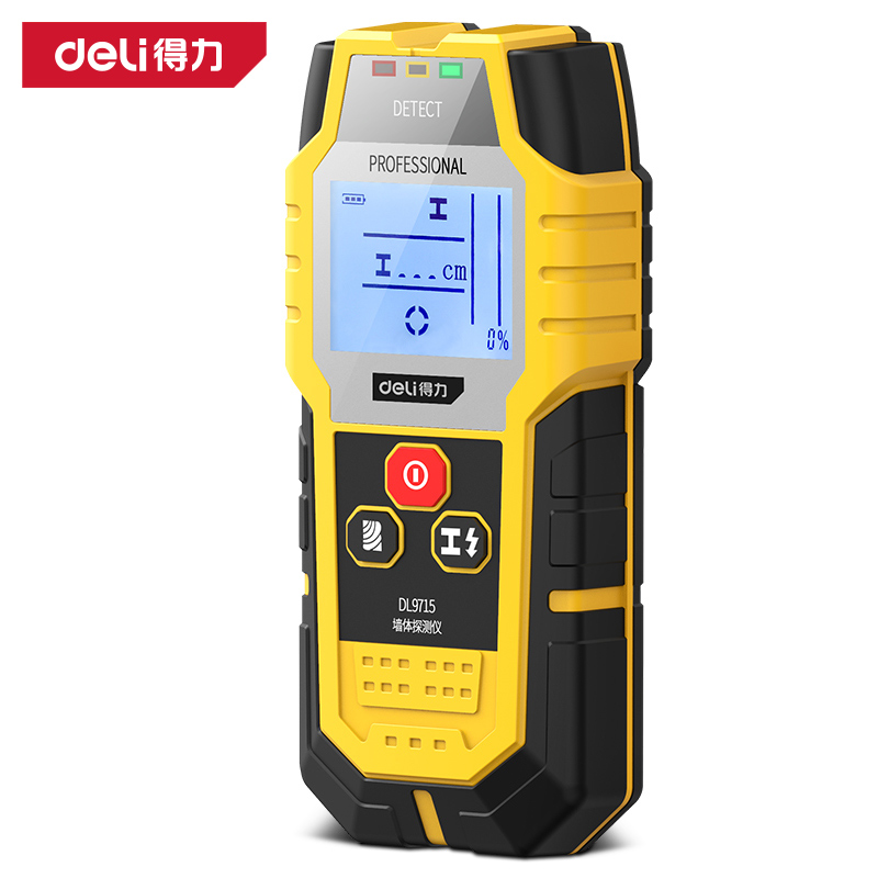 得力工具DL9715墙体探测仪测金属、电线、木头(黄)(台)